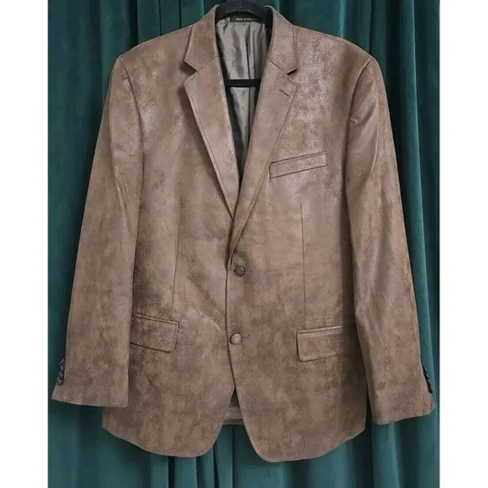 Michael‎ Kors Men's Distressed Faux Leather Blazer Jacket  Size 42R